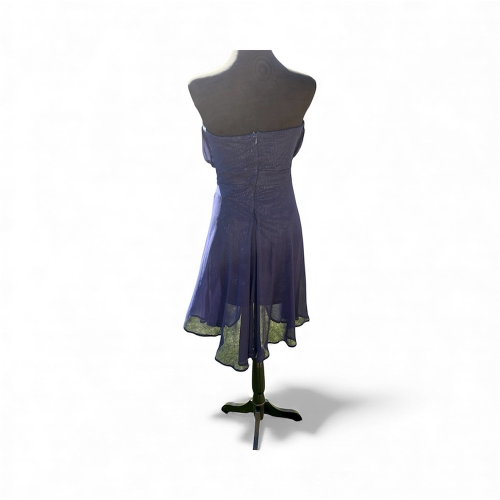 Junior Navy Blue Elegant Strapless Dress w sequins. By Depri - Picture 2 of 4